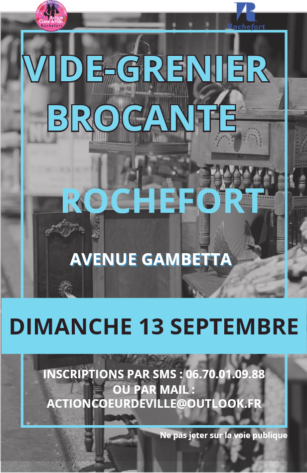 Brocante à Rochefort le 13 Septembre 2026